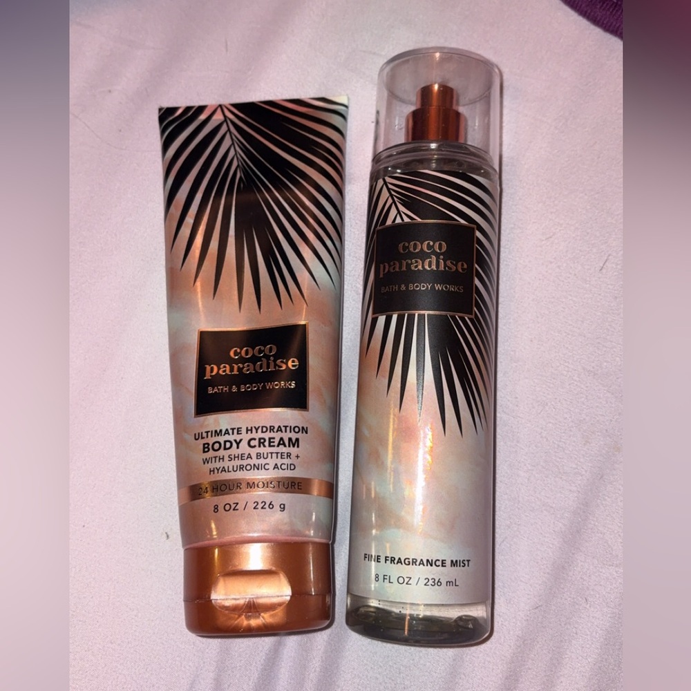 BATH AND BODY WORKS Body Cream and Fragrance Mist Set, rare COCO PARADISE